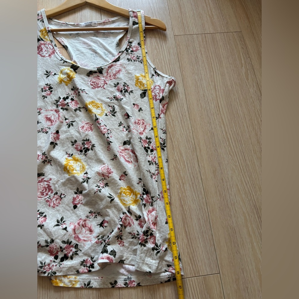 Ardene 17” PTP Basic Floral Racerback Tank Top, Cream Pink/Yellow, Size Large. - Picture 8 of 8
